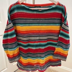 Ralph Lauren Multicolor Striped Cotton/Linen Blend Sweater